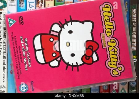 Stapel DVDs mit Hello Kitty Hello Kitty's Paradise DVD auf der Oberseite Stockfoto