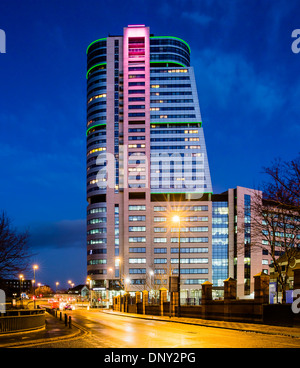 Bridgewater Ort Leeds in der Nacht Stockfoto