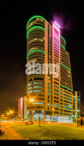 Bridgewater Ort Leeds in der Nacht Stockfoto