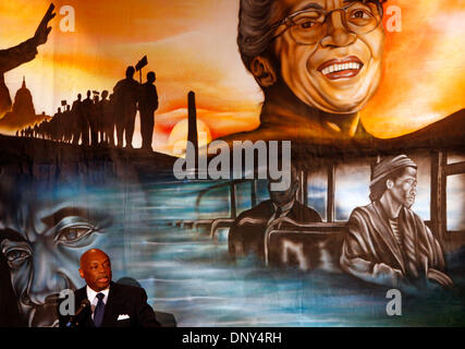 16. Januar 2006; San Francisco, CA, USA; Feier des Martin Luther King Day beitreten lokale Würdenträgern lokale afrikanische amerikanische Führer in San Francisco für ein Frühstück Treffen während der ehemalige San Francisco Bürgermeister WILLIE BROWN zur Unterstützung der Arbeit von Dr. King spricht und legacy. Obligatorische Credit: Foto von Mike Fox/ZUMA Press. (©) Copyright 2006 von Mike Fox Stockfoto