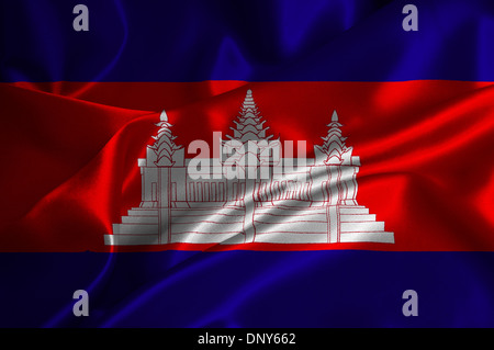 Kambodscha Flagge auf seidige Textur. Stockfoto