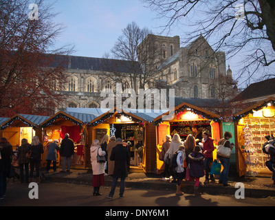 Winchester Kathedrale Weihnachten Markt Hampshire England UK Stockfoto