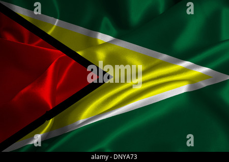 Guayana-Flagge auf seidige Textur. Stockfoto