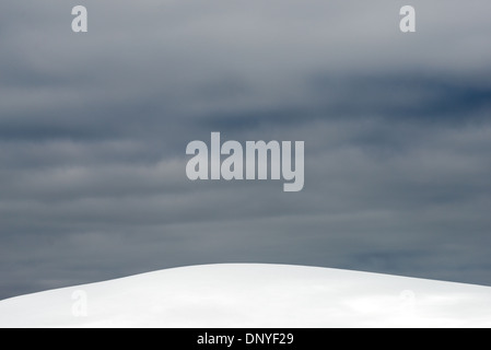 Antarktis - grauer Himmel Gegensatz gegen die Weißen sanft gewölbte Oberseite eines ice-Hügel in der Nähe von Melchior Island in der Antarktis. Stockfoto