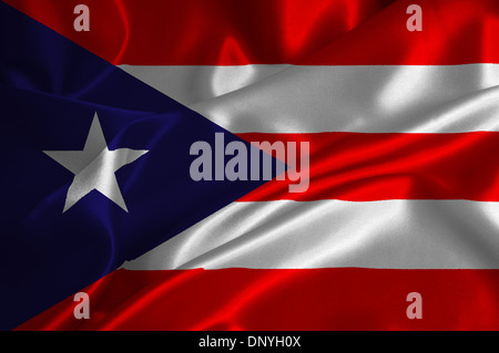 Puerto Rico Flagge auf seidige Textur. Stockfoto