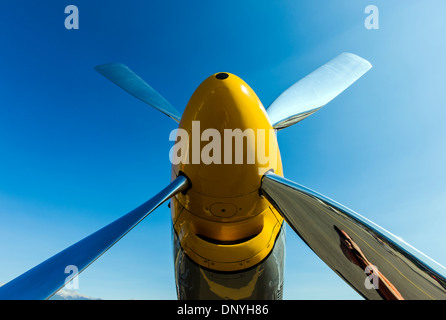 Nahaufnahme der Propeller, North American Aviation p-51 Mustang; Amerikanischen Langstrecken, einsitzigen Jäger und Jagdbomber Stockfoto