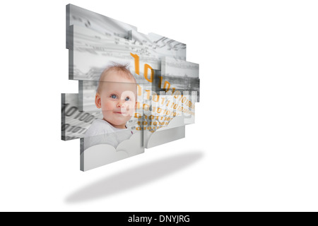 Genie-Baby auf abstrakte Bildschirm Stockfoto