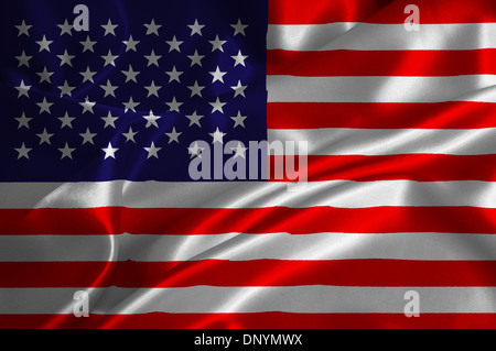 USA-Flagge auf seidige Textur. Stockfoto