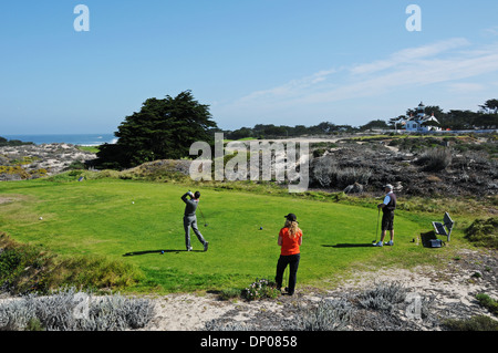 Pacific Grove Golf Links ist an der Spitze der malerischen Monterey Halbinsel, mit Blick auf Point Pinos und dem Pazifischen Ozean gelegen, Stockfoto