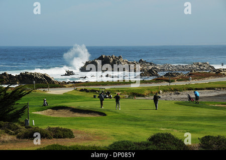 Pacific Grove Golf Links ist an der Spitze der malerischen Monterey Halbinsel, mit Blick auf Point Pinos und dem Pazifischen Ozean gelegen, Stockfoto