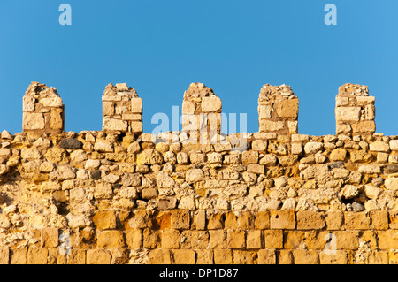 Nahaufnahme der Wälle des venezianischen Koules Festung (Rocca al Mare), Heraklion (Iraklion), Kreta, Griechenland Stockfoto