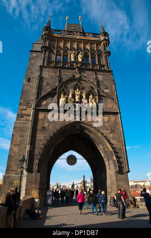 Alten Stadtturm Karlsbrücke Prag Tschechien Mitteleuropas Stockfoto