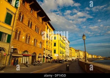 Antonio Pacinotti am Flussufer Straße zentrale Pisa Stadtregion Toskana Italien Europa Stockfoto