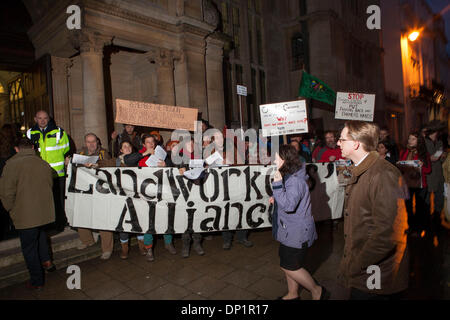 Landworkers Allianz bringt Kleinbauern zur Kenntnis der großen Agrar Oxford Landwirtschaft Konferenz laufen Stockfoto