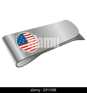 Vektor-Illustration von Geld Clipper mit USA-Flagge Stockfoto