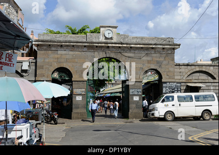 Außenwand des Haupteingangs Zentralmarkt, Port Louis, Mauritius. Stockfoto