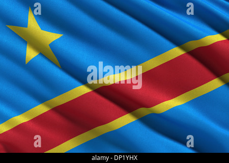 Flagge der Demokratischen Republik Kongo, das im Wind wehende Stockfoto