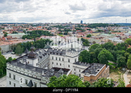 Blick vom Gediminas-turm von Vilnius mit der Kathedrale St. Stanislaus, senamiestis oder die Altstadt von Vilnius, Vilnius Stockfoto