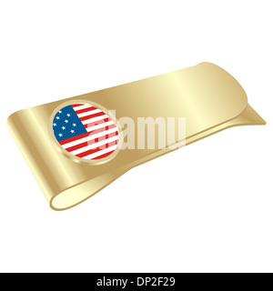 Vektor-Illustration von Geld Clipper mit USA-Flagge Stockfoto