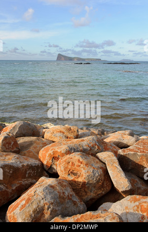 Coin De Mire Insel am Cap Malheureux, Mauritius gesehen. Stockfoto