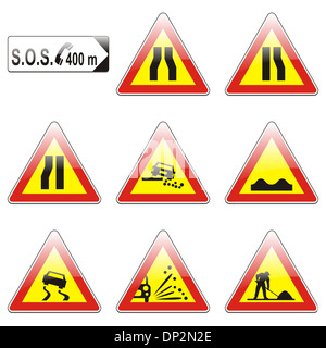 isolierten europäischen Verkehrszeichen mit details Stockfoto