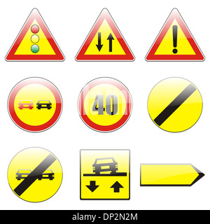 isolierten europäischen Verkehrszeichen mit details Stockfoto