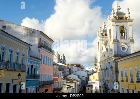 Historische Altstadt Pelourinho Salvador da Bahia Brasilien verfügt über bunte Gebäude aus der Kolonialzeit Stockfoto