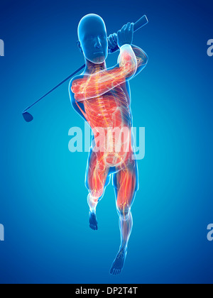 Golfspieler, artwork Stockfoto