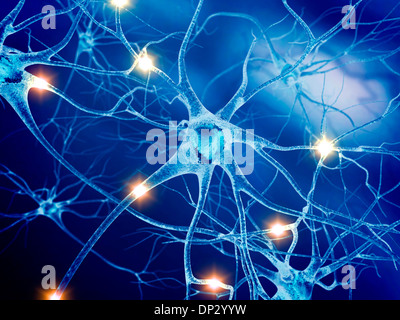 Aktive Nervenzellen, artwork Stockfoto