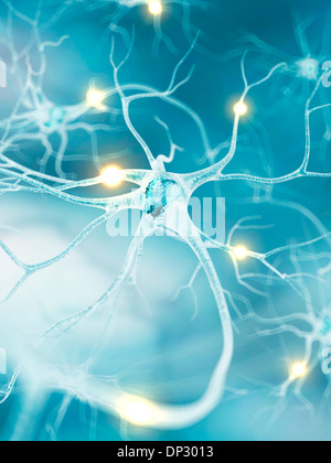 Aktive Nervenzellen, artwork Stockfoto