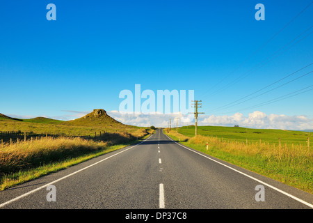 Landstraße im Sommer, Mangakino, Waikato, Nordinsel, Neuseeland Stockfoto