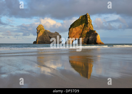 Torbogen Inseln, Wharariki Beach, Golden Bay, Puponga, Südinsel, Tasman, Neuseeland Stockfoto