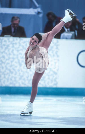 Nancy Kerrigan (USA) Silber-Medaillengewinner im Wettbewerb bei den Olympischen Winterspielen 1994. Stockfoto