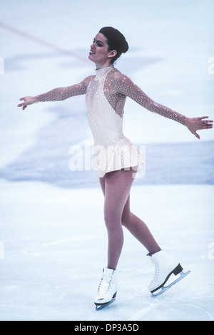 Nancy Kerrigan (USA) Silber-Medaillengewinner im Wettbewerb bei den Olympischen Winterspielen 1994. Stockfoto