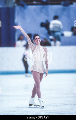 Nancy Kerrigan (USA) Silber-Medaillengewinner im Wettbewerb bei den Olympischen Winterspielen 1994. Stockfoto