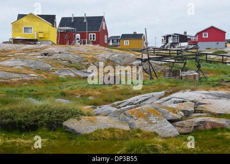 Bunte Häuser in Rodebay (Oqatsut), Westgrönland Stockfoto