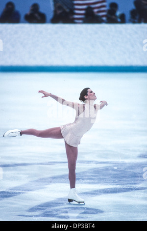 Nancy Kerrigan (USA) Silber-Medaillengewinner im Wettbewerb bei den Olympischen Winterspielen 1994. Stockfoto