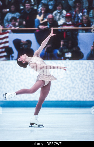 Nancy Kerrigan (USA) Silber-Medaillengewinner im Wettbewerb bei den Olympischen Winterspielen 1994. Stockfoto
