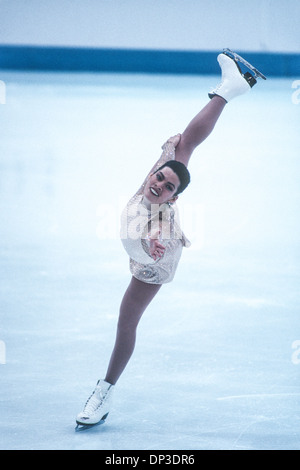 Nancy Kerrigan (USA) Silber-Medaillengewinner im Wettbewerb bei den Olympischen Winterspielen 1994. Stockfoto