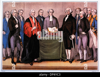 Die Amtseinführung von George Washington 1789, Lithographie, Currier & Ives, 1876 Stockfoto