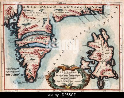 Karte von Island, ca. 1692 Stockfoto