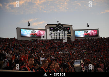 Pasadena, CA, USA. 6. Januar 2014. Die Anzeigetafel während der BCS National Championship College-Football-Spiel zwischen der Auburn Tigers und der Florida State Seminolen im Rose Bowl Stadium in Pasadena, FSU schlagen Auburn 34-31 California Kredit: Cal Sport Media/Alamy Live News Stockfoto