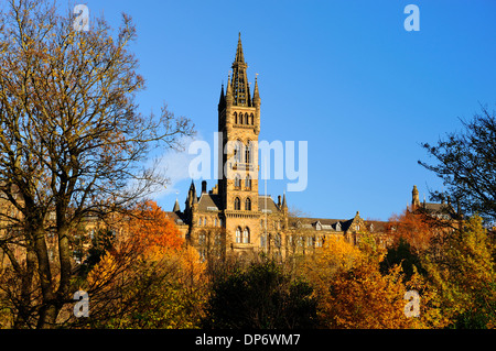 Universität von Glasgow aus Kelvingrove Park, Glasgow, Schottland Stockfoto