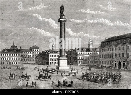 Der Hauptplatz von Darmstadt Hessen Deutschland Luisenplatz. Viktorianischen Holzschnitt, Kupferstich, ca. 1862 Stockfoto