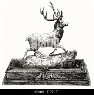 Hochzeit von Prinzessin Alice & Prinz Ludwig von Hessen. Hochzeit anwesend Papiergewicht von The Duchess Athole präsentiert. Viktorianischen Holzschnitt, Kupferstich, ca. 1862 Stockfoto