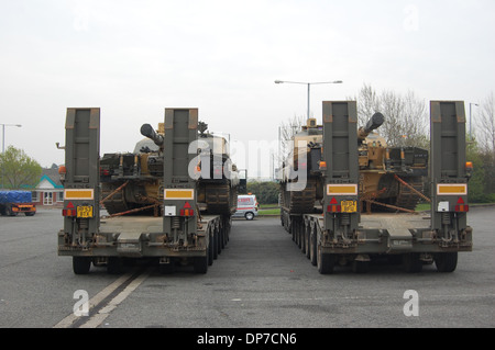 Challenger 2, Panzertransporter, Britisch, Armee, Tank, Stockfoto