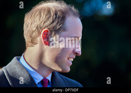 Prinz William, aufgenommen am 25. Dezember 2013 in St. Mary Magdalene Sandringham Stockfoto