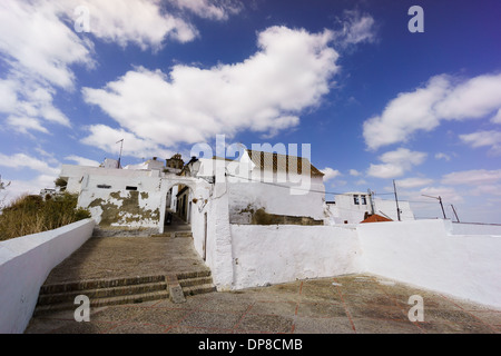 Weißen Dörfer von Andalusien, Arcos de la Frontera, Aussicht auf Gaudalete Fluss und die Arcos de la Frontera Stockfoto