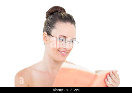 Junge Frau, eine Brille und Buch Stockfoto