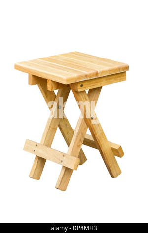 Hölzerne Klappstuhl isoliert auf weiss. Stockfoto
